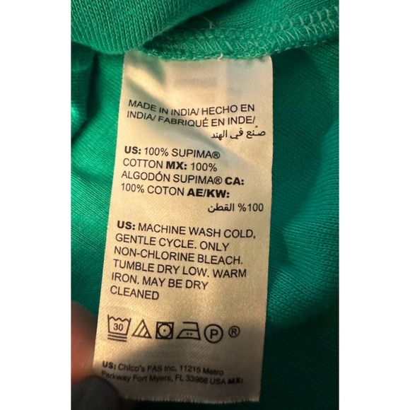 Chico's Green Asymmetrical V Neck Short Sleeve Tee-Chico's Sz 4 (XXL) - Picture 12 of 13